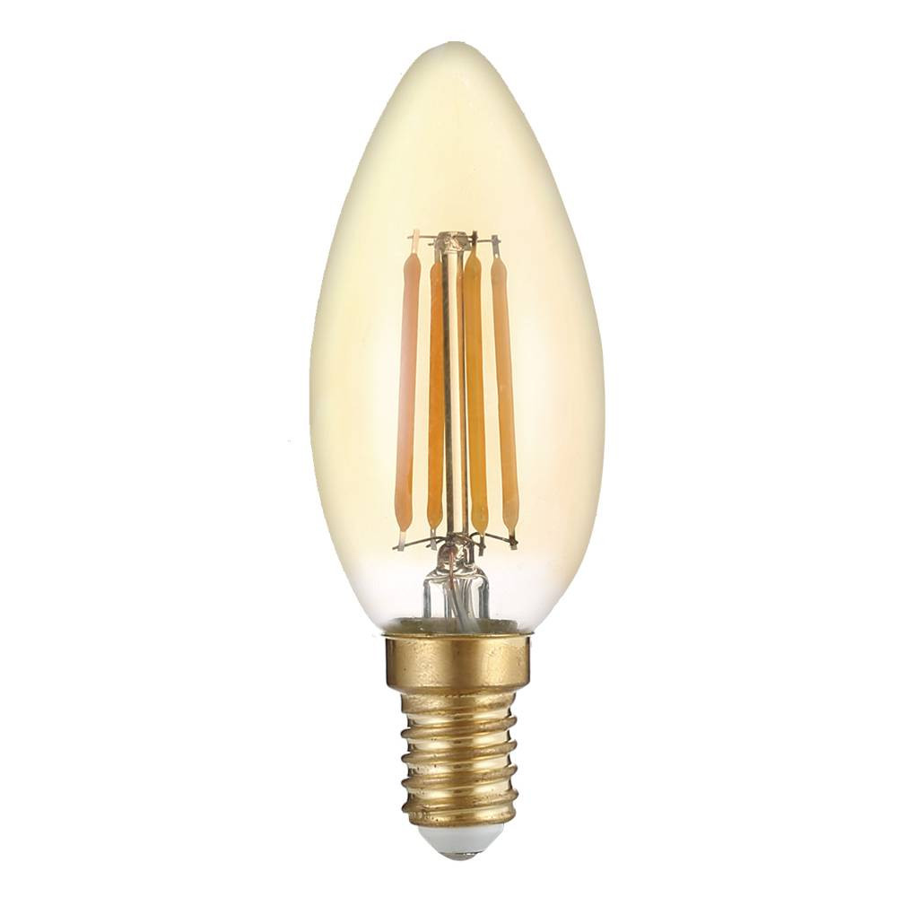 LED КРУШКА ФИЛАМЕНТ КЕНДЪЛ 4W 400LM Е14 AC220-240V 2500К ПОЗЛАТЕНО СТЪКЛО