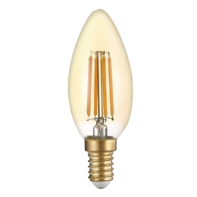 LED КРУШКА ФИЛАМЕНТ КЕНДЪЛ 4W 400LM Е14 AC220-240V 2500К ПОЗЛАТЕНО СТЪКЛО