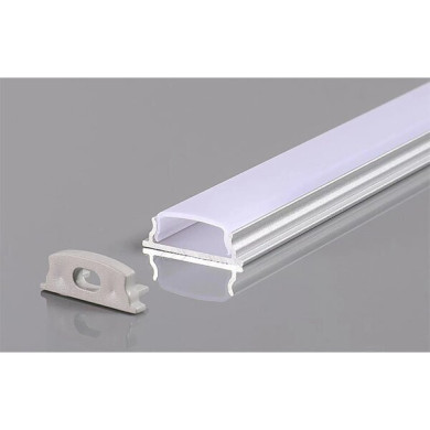 АЛУМИНИЕВ ПРОФИЛ ЗА LED ЛЕНТА СРЕБРИСТО ТЯЛО/БЯЛ РАЗСЕЙВАТЕЛ 2m 18x6mm