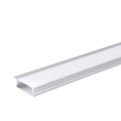 АЛУМИНИЕВ ПРОФИЛ ЗА LED ЛЕНТА СРЕБРИСТО ТЯЛО/БЯЛ РАЗСЕЙВАТЕЛ 2m 41х10mm ЗА ВГРАЖДАНЕ