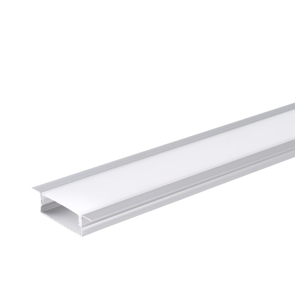 АЛУМИНИЕВ ПРОФИЛ ЗА LED ЛЕНТА СРЕБРИСТО ТЯЛО/БЯЛ РАЗСЕЙВАТЕЛ 2m 41х10mm ЗА ВГРАЖДАНЕ