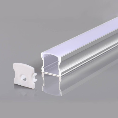 АЛУМИНИЕВ ПРОФИЛ ЗА LED ЛЕНТА СИВО ТЯЛО/БЯЛ РАЗСЕЙВАТЕЛ 2m 17.2×14.4mm
