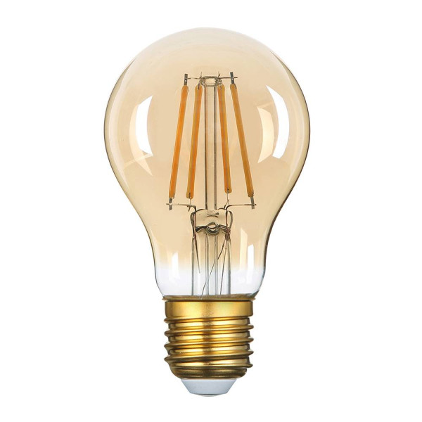LED КРУШКА ФИЛАМЕНТ Е27 А60 8W 220-240V 700LM 2500K ПОЗЛАТЕНО СТЪКЛО