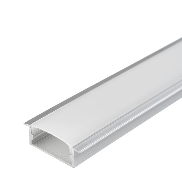АЛУМИНИЕВ ПРОФИЛ ЗА LED ЛЕНТА СИВО ТЯЛО/БЯЛ РАЗСЕЙВАТЕЛ 2m 30.3х9.8mm ЗА ВГРАЖДАНЕ