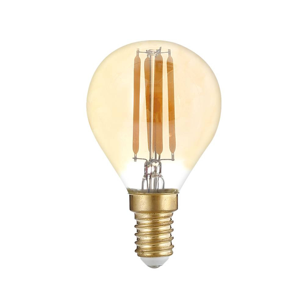 LED КРУШКА ФИЛАМЕНТ G45 4W 400LM E14 175-265V ДИМИРАЩА 2700K ПОЗЛАТЕНО СТЪКЛО