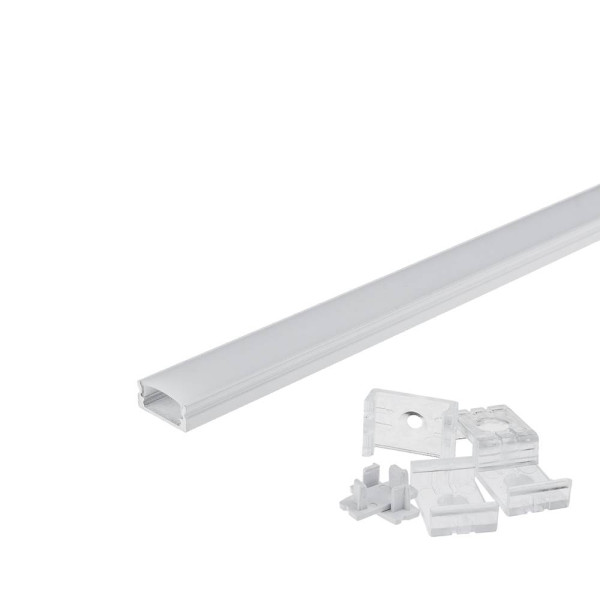 АЛУМИНИЕВ ПРОФИЛ ЗА LED ЛЕНТА СИВО ТЯЛО/БЯЛ РАЗСЕЙВАТЕЛ 1m 17.4x7mm