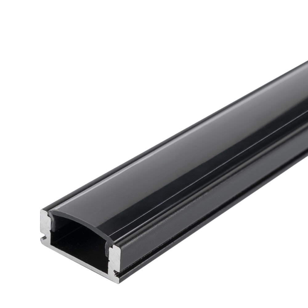 АЛУМИНИЕВ ПРОФИЛ ЗА LED ЛЕНТА ЧЕРНО ТЯЛО/ЧЕРЕН РАЗСЕЙВАТЕЛ 2m 17.4x7mm