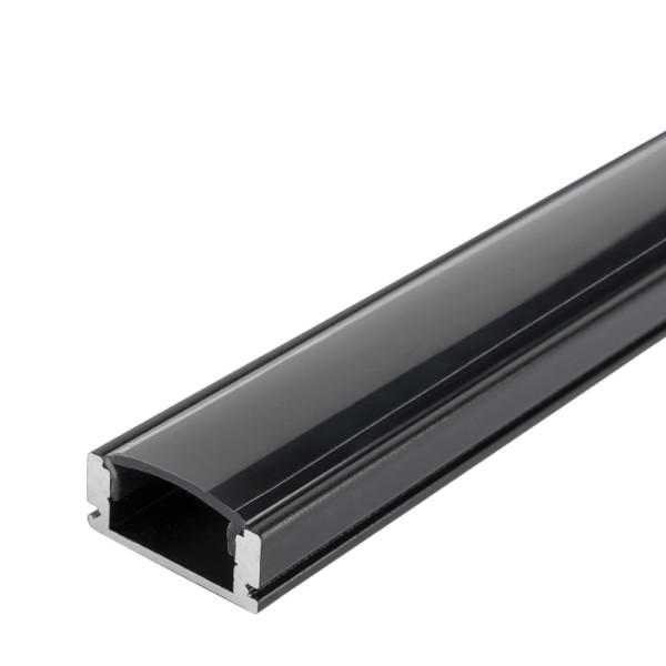 АЛУМИНИЕВ ПРОФИЛ ЗА LED ЛЕНТА ЧЕРНО ТЯЛО/ЧЕРЕН РАЗСЕЙВАТЕЛ 2m 17.4x7mm