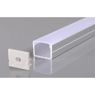 АЛУМИНИЕВ ПРОФИЛ ЗА LED ЛЕНТА СРЕБРИСТО ТЯЛО/БЯЛ РАЗСЕЙВАТЕЛ 2m 19.3x13mm
