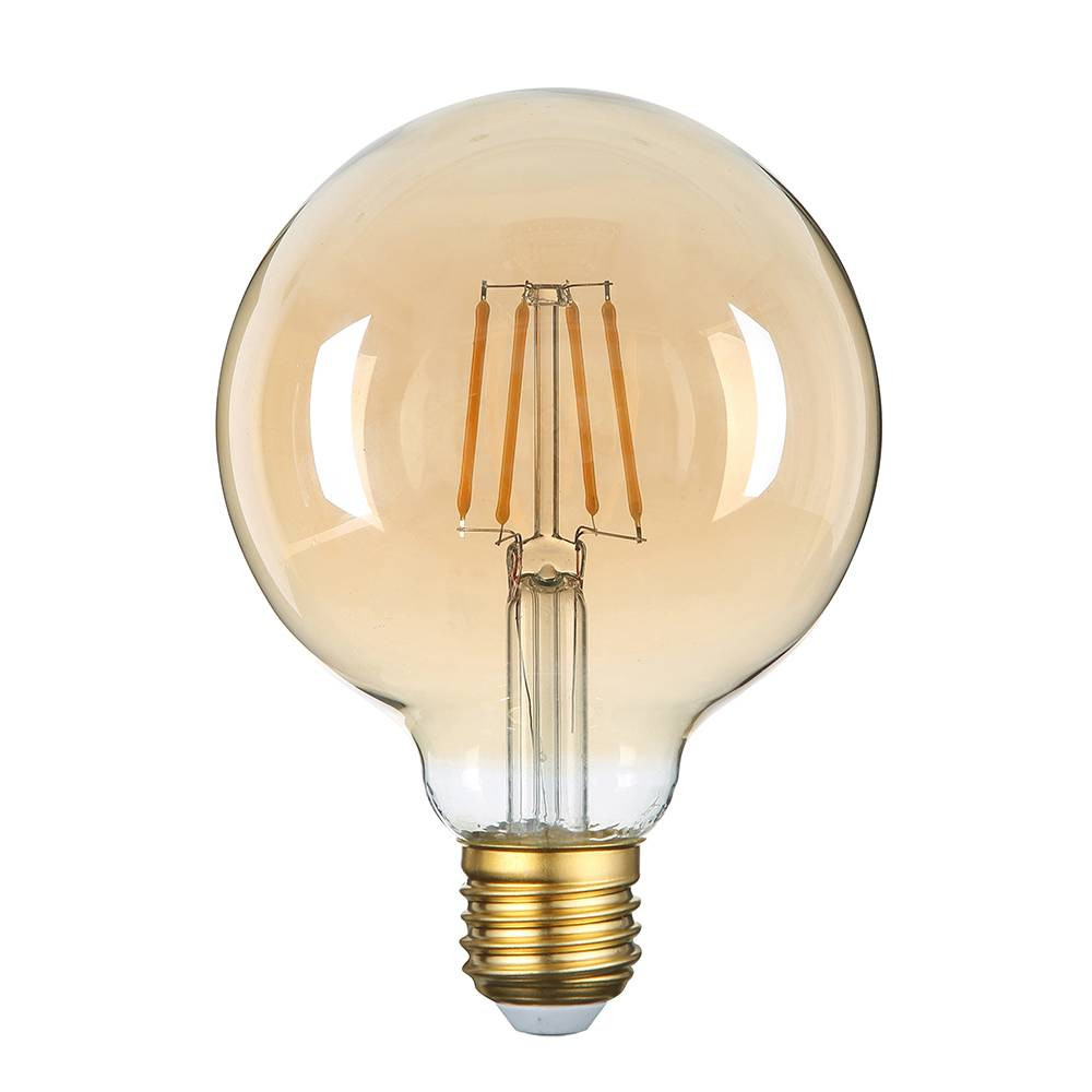 LED КРУШКА ФИЛАМЕНТ E27 G95 4W 220-240V 400LM 2500К ПОЗЛАТЕНО СТЪКЛО