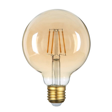 LED КРУШКА ФИЛАМЕНТ E27 G95 4W 220-240V 400LM 2500К ПОЗЛАТЕНО СТЪКЛО