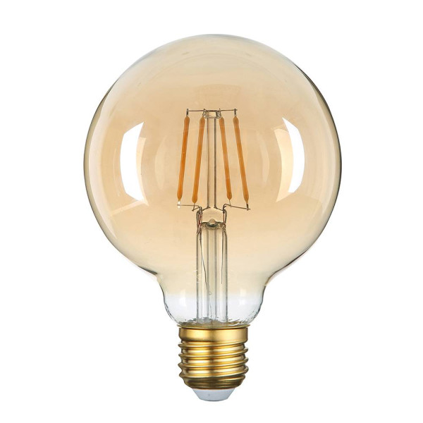 LED КРУШКА ФИЛАМЕНТ E27 G95 4W 220-240V 400LM 2500К ПОЗЛАТЕНО СТЪКЛО