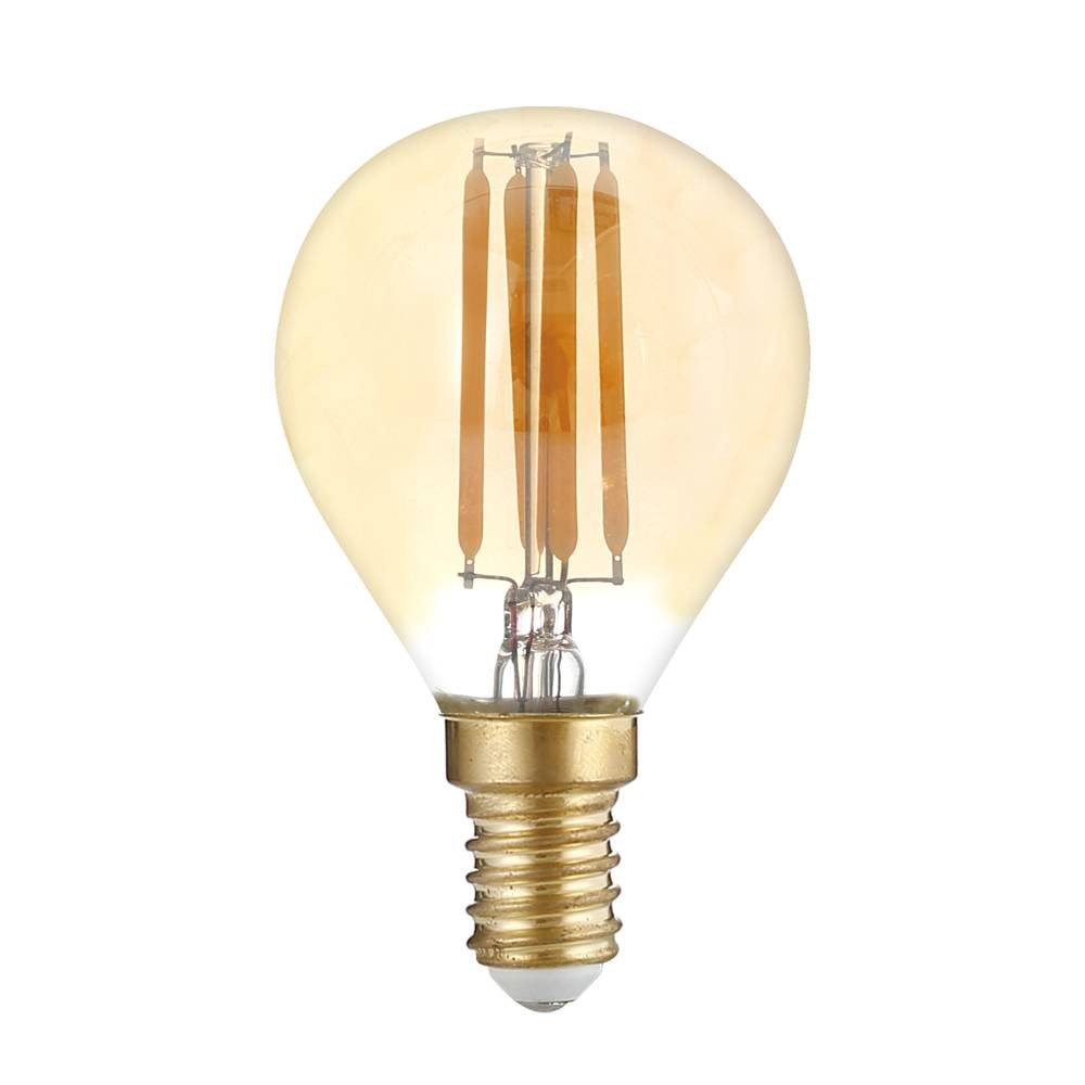 LED КРУШКА ФИЛАМЕНТ G45 4W 400LM Е14 220-240V 2500К ПОЗЛАТЕНО СТЪКЛО