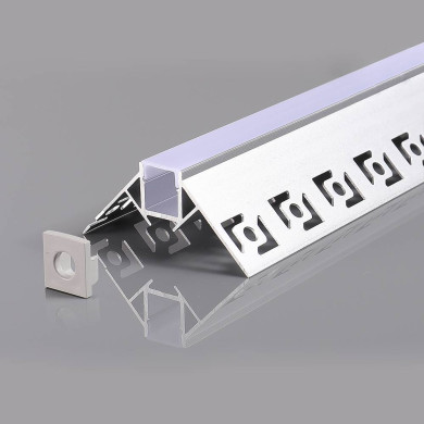 АЛУМИНИЕВ ПРОФИЛ ЗА LED ЛЕНТА СИВО ТЯЛО/БЯЛ РАЗСЕЙВАТЕЛ 2m 50x22mm ЗА ВГРАЖДАНЕ