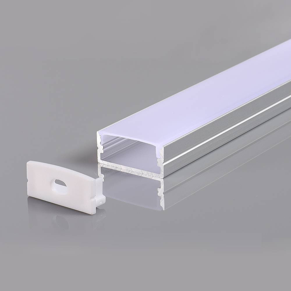 АЛУМИНИЕВ ПРОФИЛ ЗА LED ЛЕНТА СИВО ТЯЛО/БЯЛ РАЗСЕЙВАТЕЛ 2m 23.5x10mm