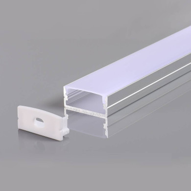 АЛУМИНИЕВ ПРОФИЛ ЗА LED ЛЕНТА СИВО ТЯЛО/БЯЛ РАЗСЕЙВАТЕЛ 2m 23.5x10mm