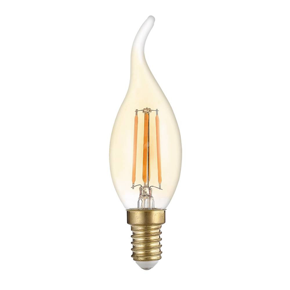 LED КРУШКА ФИЛАМЕНТ КЕНДЪЛ ТИП 4W 400LM Е14 220-240V 2500K ПОЗЛАТЕНО СТЪКЛО