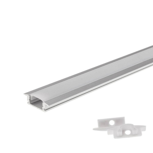 АЛУМИНИЕВ ПРОФИЛ ЗА LED ЛЕНТА СИВО ТЯЛО/БЯЛ РАЗСЕЙВАТЕЛ 1m 24.7×7.4mm ЗА ВГРАЖДАНЕ