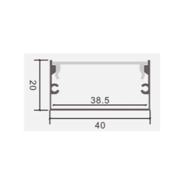 АЛУМИНИЕВ ПРОФИЛ ЗА LED ЛЕНТА ЧЕРНО ТЯЛО/ЧЕРЕН РАЗСЕЙВАТЕЛ 2m 40x20mm
