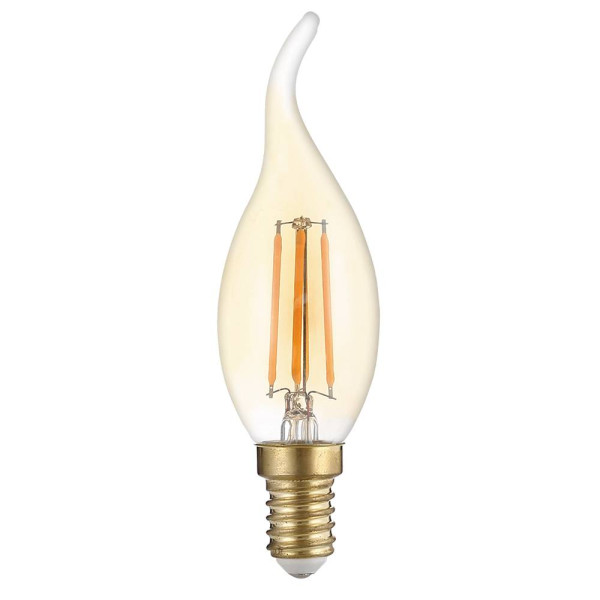 LED КРУШКА ФИЛАМЕНТ КЕНДЪЛ ТИП 4W 400LM E14 175-265V ДИМИРАЩА 2700K ПОЗЛАТЕНО СТЪКЛО