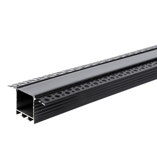 АЛУМИНИЕВ ПРОФИЛ ЗА LED ЛЕНТА ЧЕРНО ТЯЛО/ ЧЕРЕН РАЗСЕЙВАТЕЛ 2m 71.5x35mm ЗА ВГРАЖДАНЕ