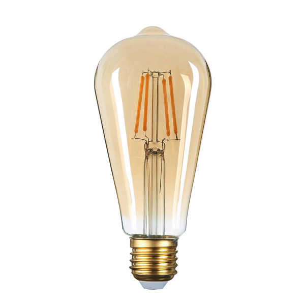 LED КРУШКА ФИЛАМЕНТ E27 ST64 4W 220-240V 400LM 2500K ПОЗЛАТЕНО СТЪКЛО